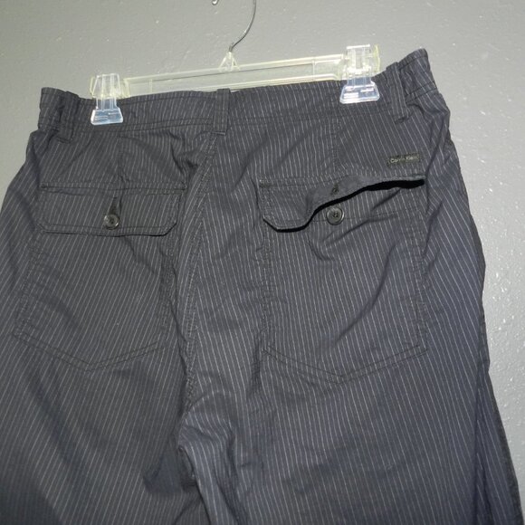 Calvin Klein Mens Navy Striped Cotton Button Full Leg Dress Pants Size 33X30 - Picture 7 of 10